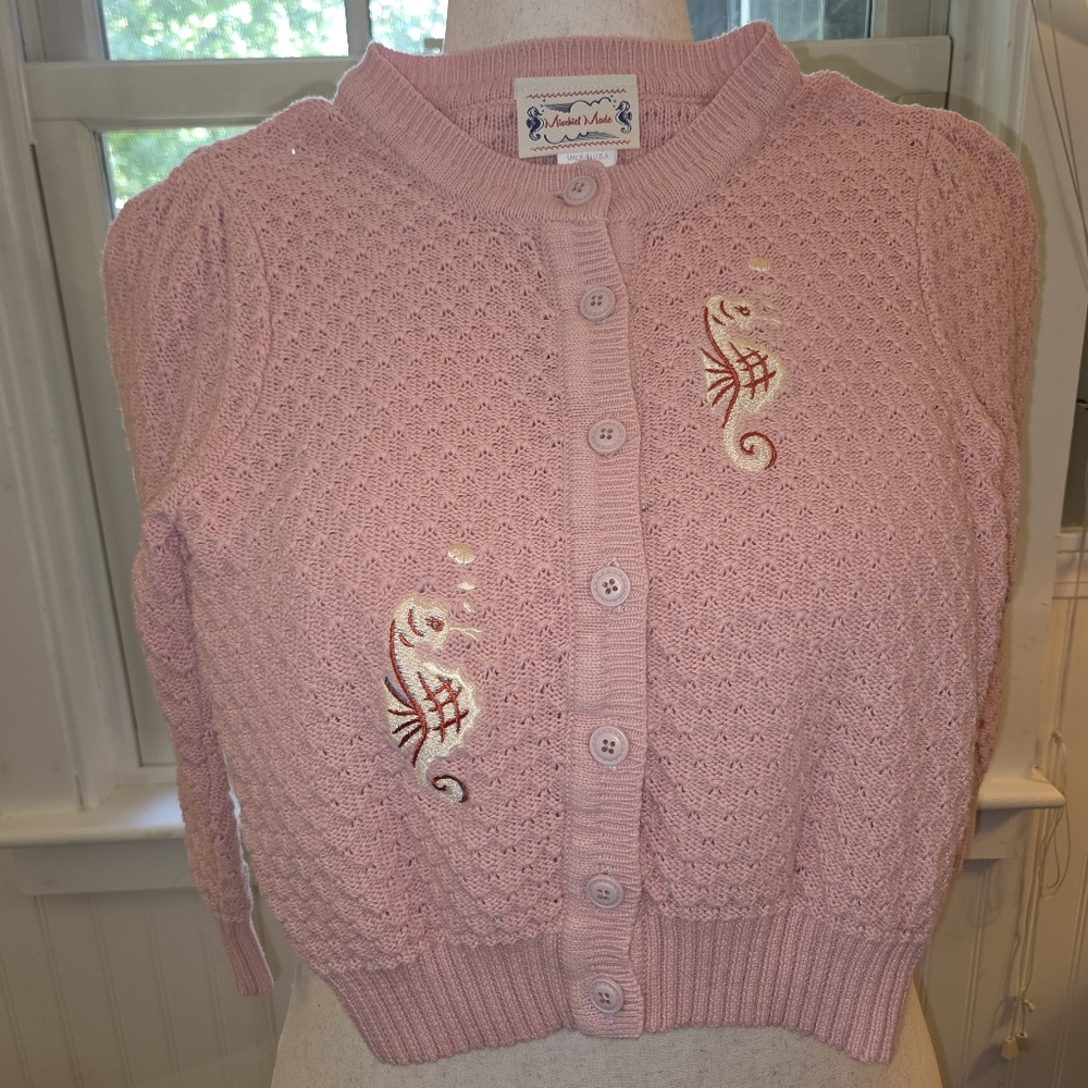 Pink Kids Sweater with Seahorse Design